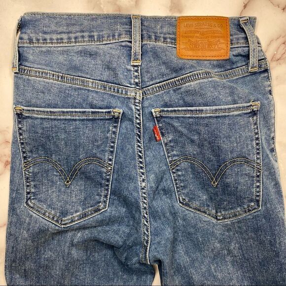 LEVI’S Mile High Super Skinny Blue Denim Jeans with Distressed Knees - Size 25 - Picture 3 of 11